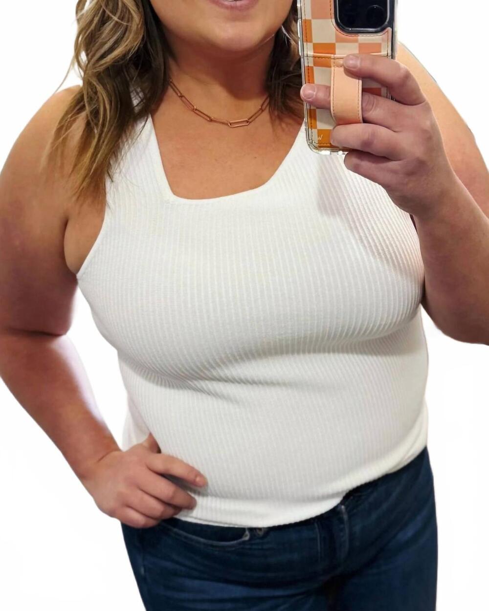 NEW ANOTHER LOVE charlie fitted tank top in white
